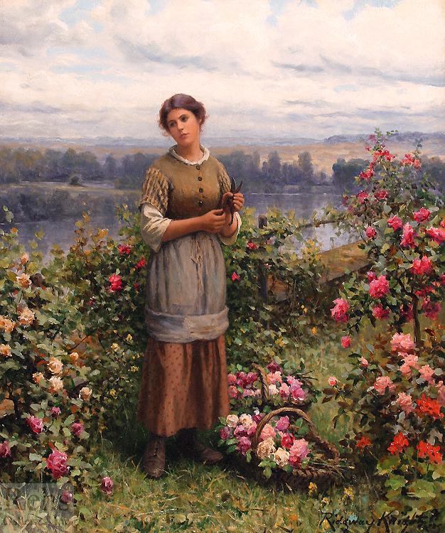 Daniel Ridgeway Knight Julia Gathering Roses